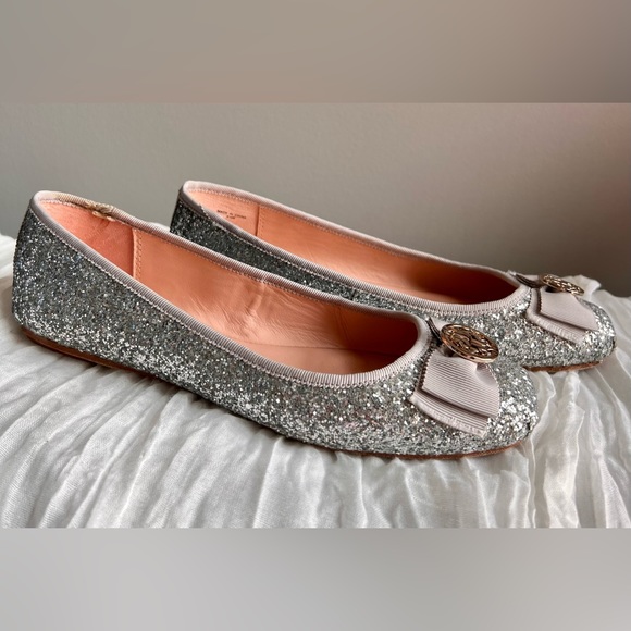 kate spade ♠️ Fontana Too Silver Glitter Ballet size 8.5 - Picture 4 of 11